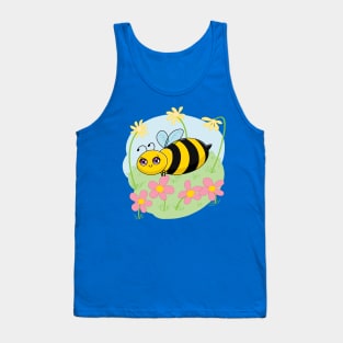 Cute Bee and Flowers Tank Top